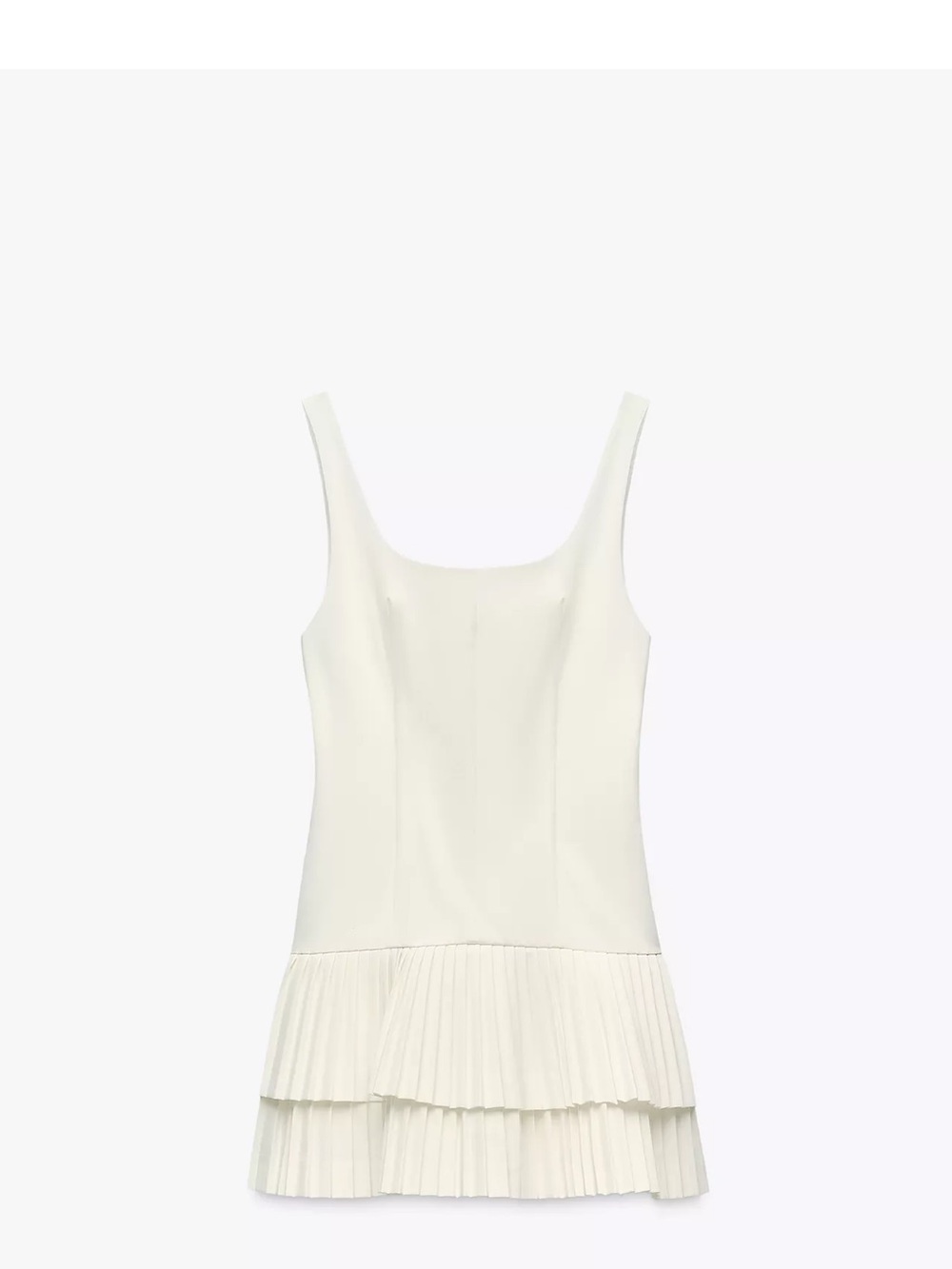 Zara White Sleeveless Pleated Mini Dress